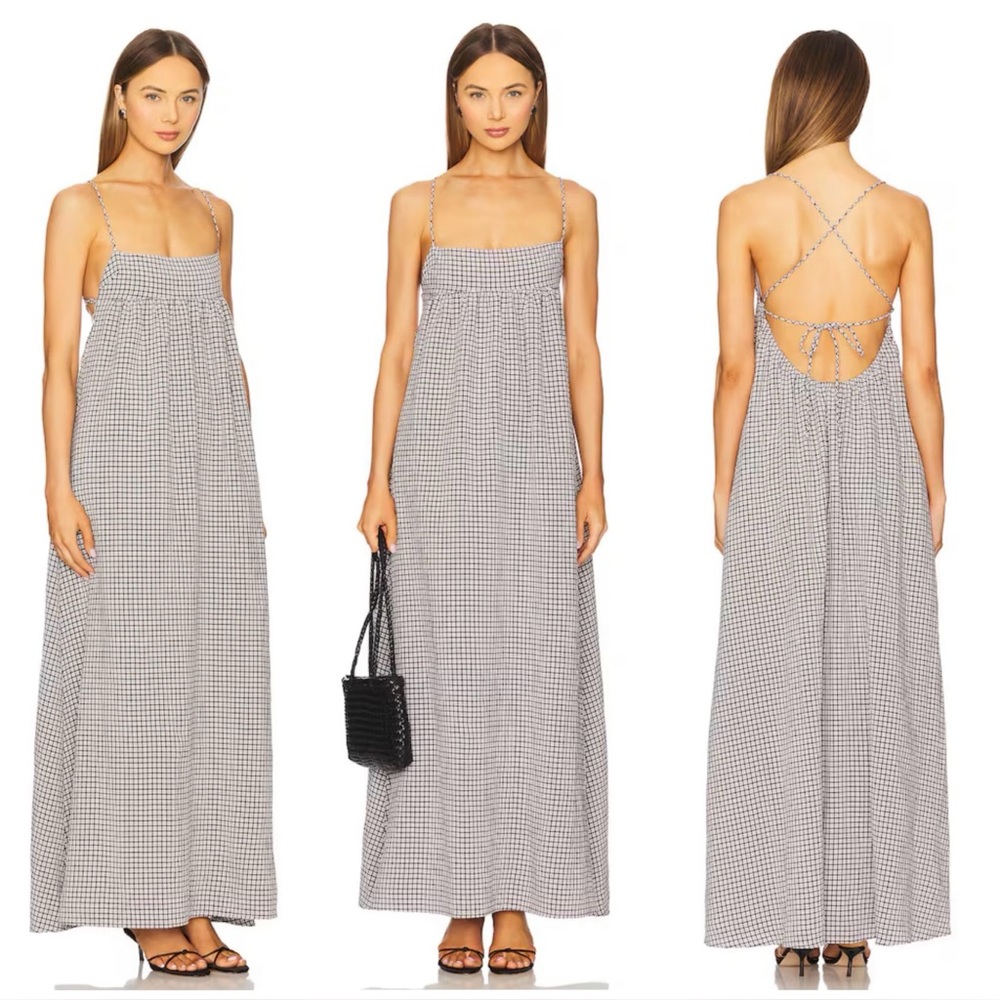 $248 NWT STONE COLD FOX LIZ GINGHAM MAXI DRESS REVOLVE CHRISTY DAWN DOEZ SEZANE